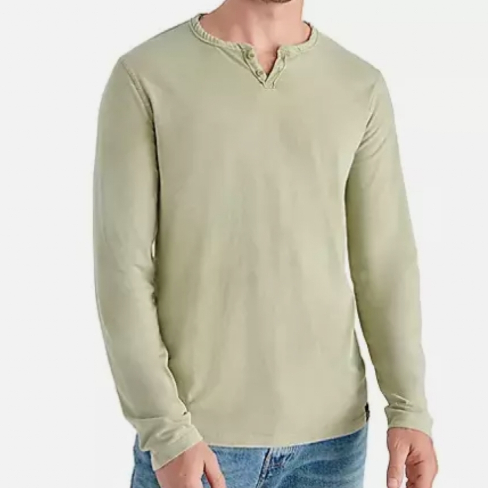 NWT Lucky Brand Men's Long Sleeve Triblend Notch Neck Henley  with button closur - Picture 6 of 15